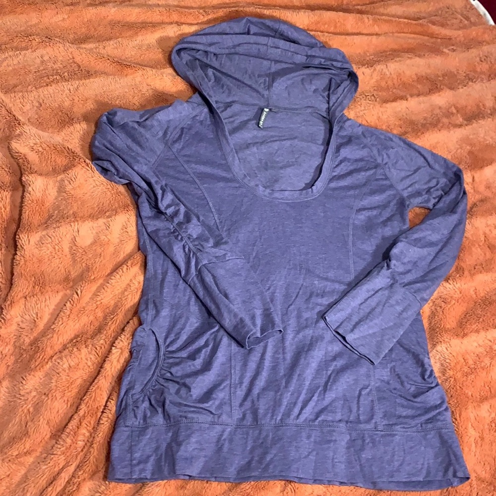 Sansara Yoga Athletic Top long sleeves SZ XL Mauve w/hood